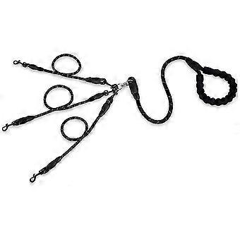 3 in 1 Dog Leash with Padded Handle Durable Removable Long Nylon Rope for Duo Triple Pet Puppy
