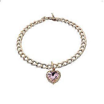Veeki Cat Necklace Collar With Heart Rhinestone Pendant, Lightweight Adjustable Shine Diamond Cute Girl Wedding Birthday Party Pet Necklace Costume Ac