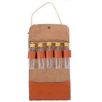 Camping Seasoning Storage Bag with 5 Glass Spice Bottles Portable Set