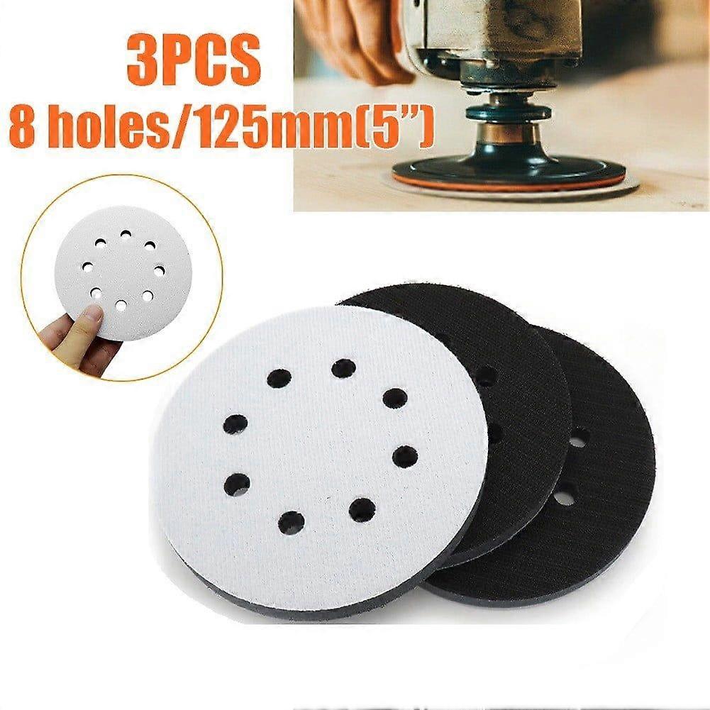 3Pcs 5Inch Soft Interface Cushion Pads 8 Hole Hook&Loop Protecting Sanding Discs