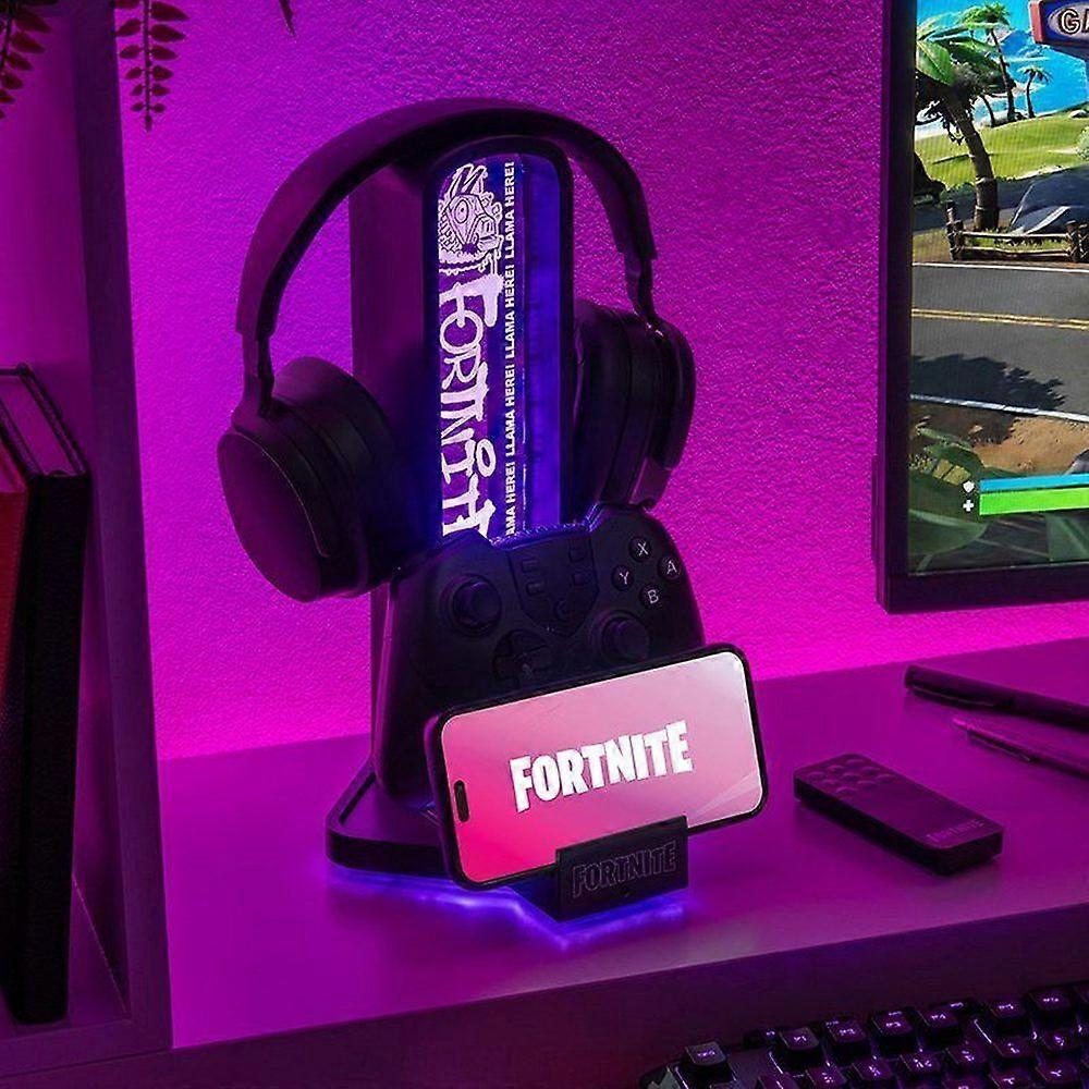 Soporte para auriculares Fortnite con lámpara y escritorio