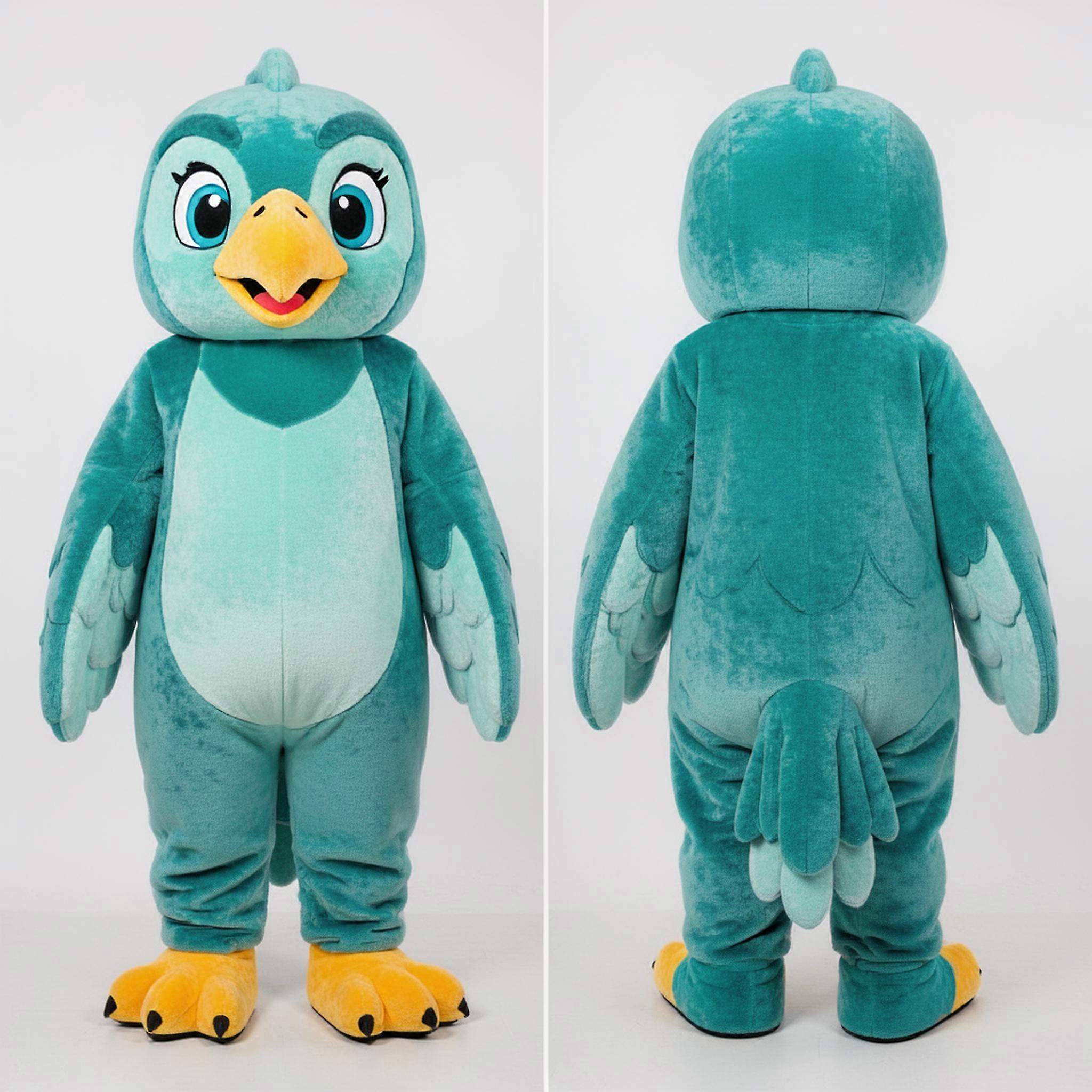 MASTICOT Teal Velvety Falcon Mascot