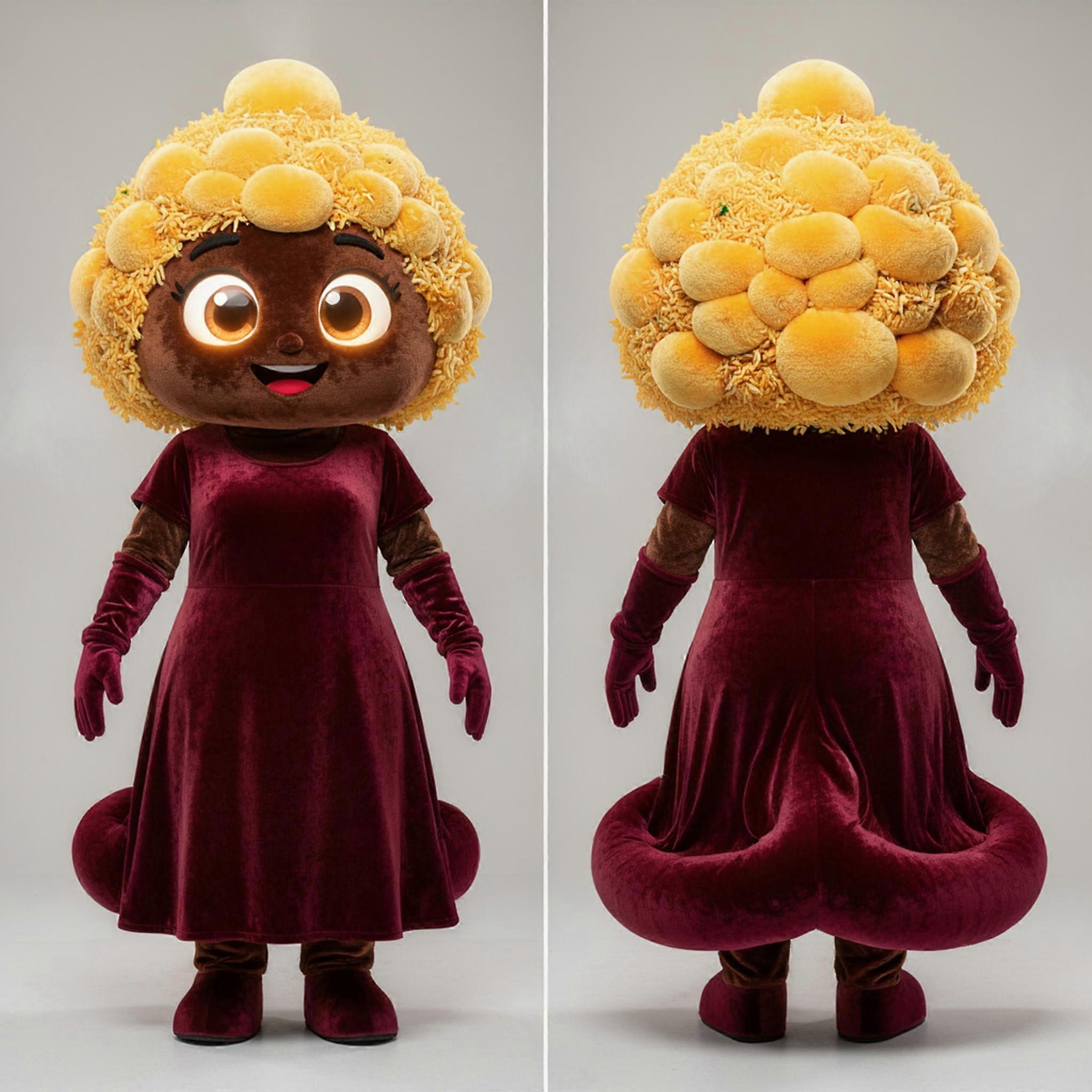 MASTICOT Maroon Brown Puffy Biryani Mascot