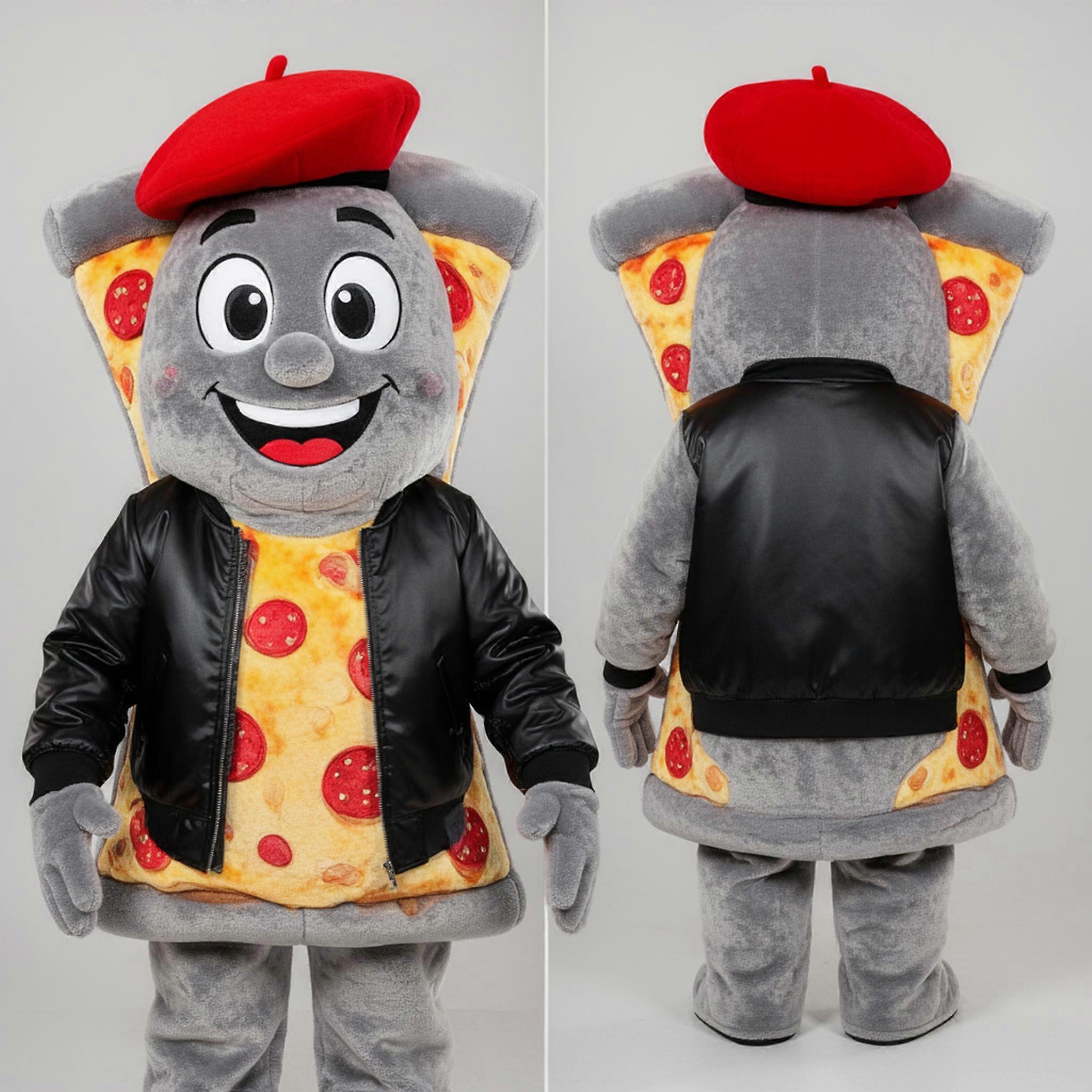 MASTICOT Velvety Gray Pizza Mascot
