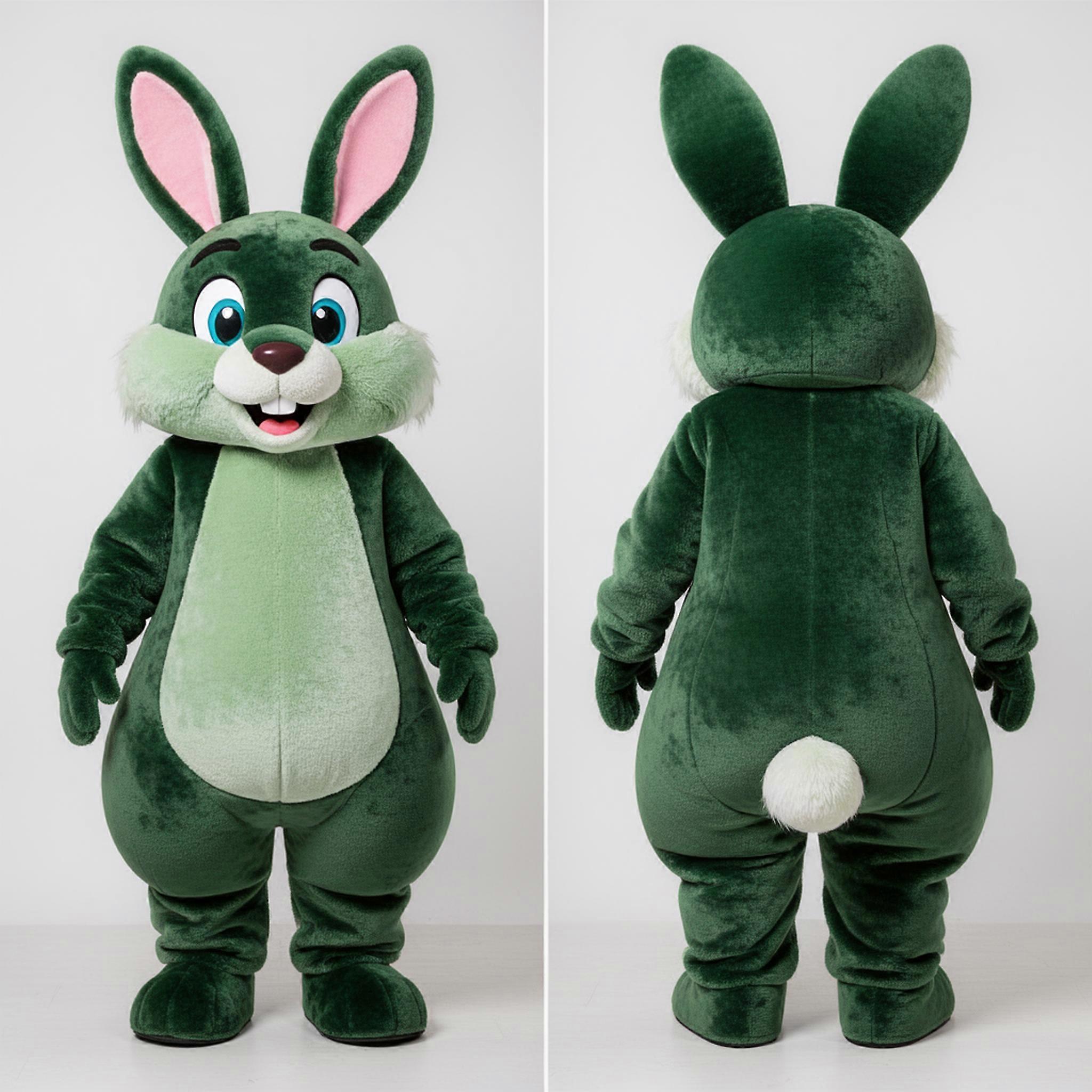 MASTICOT Forest Green Velvety Wild Rabbit Mascot