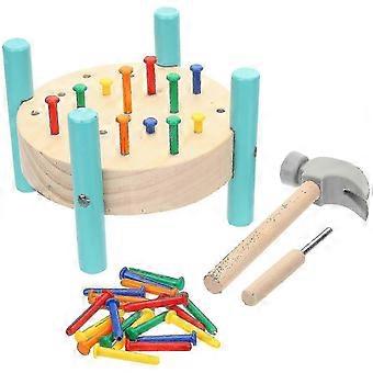 Wooden Pounding Hammer Toy for Toddlers, Nailing Workbench with Bright Colors, Educational Hand-Eye Coordination Toy