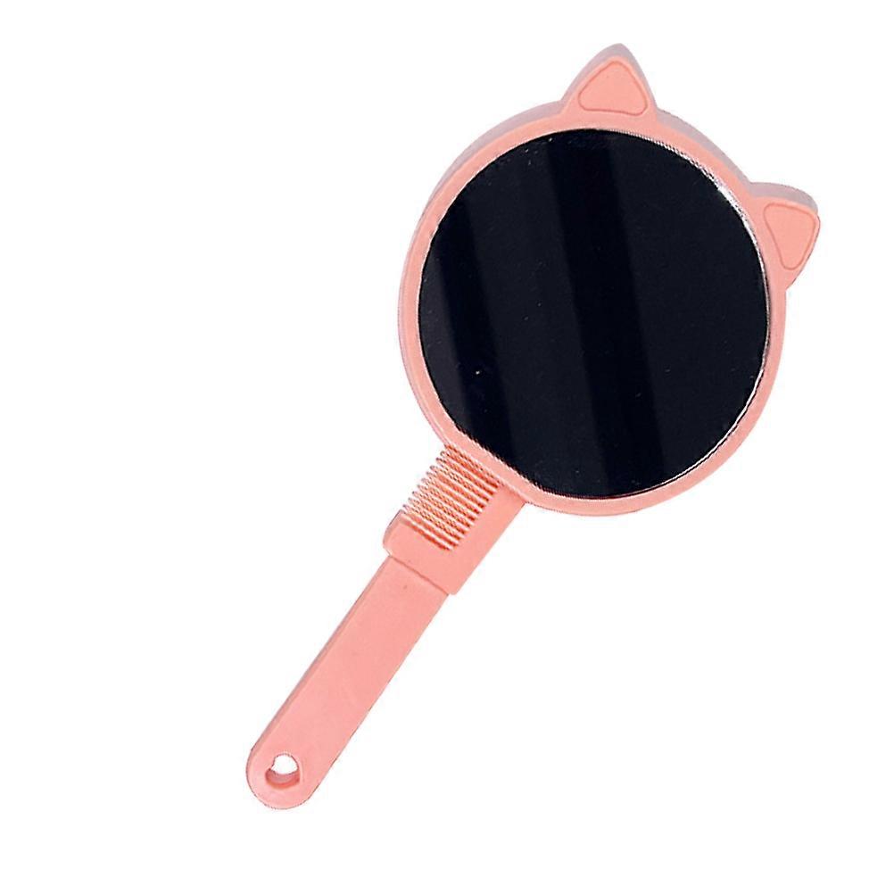 Compact Pink 2-in-1 Comb Mirror for Makeup Use