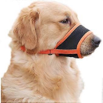 Soft Air Mesh Dog Muzzle compatible with Small/medium/large Dogs,drinkable Adjustable Gentle Pet Muzzle 5 Sizes (orange, S)