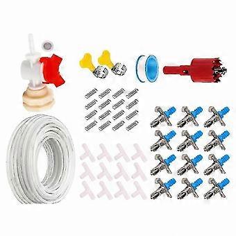 Cage Watering System for Rabbits and Guinea Pigs with 6/12/24 Pcs Duckbill Valve Drinkers and Hole Cutter, Multicolor COS