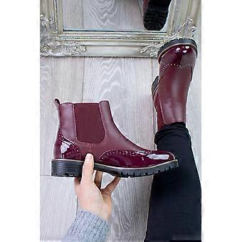 Low Heel Pull On Brogue Ankle Chelsea Boots