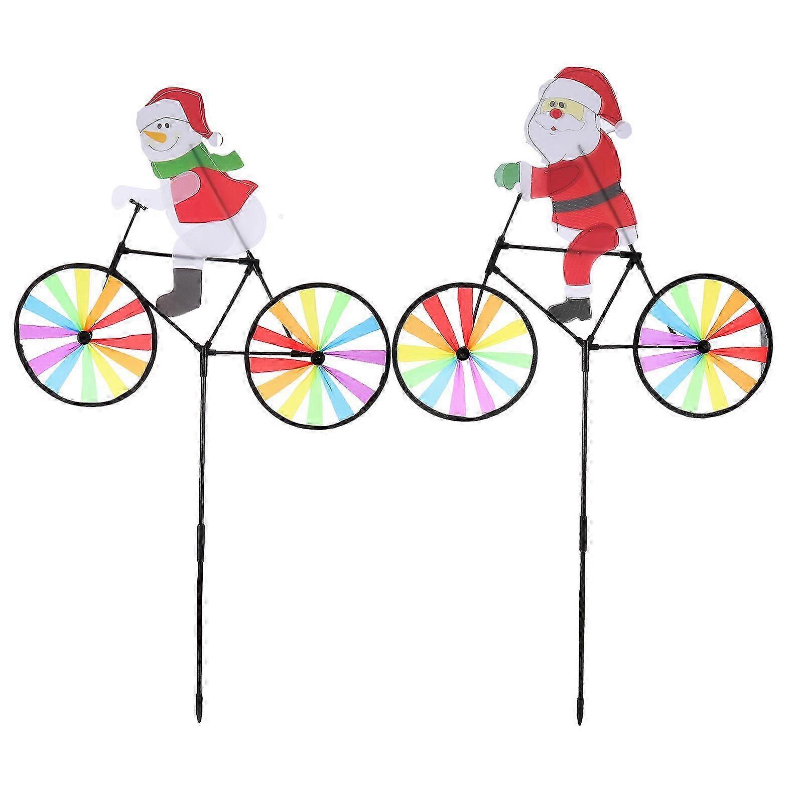 2pcs Christmas Garden Windmill Snowman Santa Wheel Wind Random Pattern
