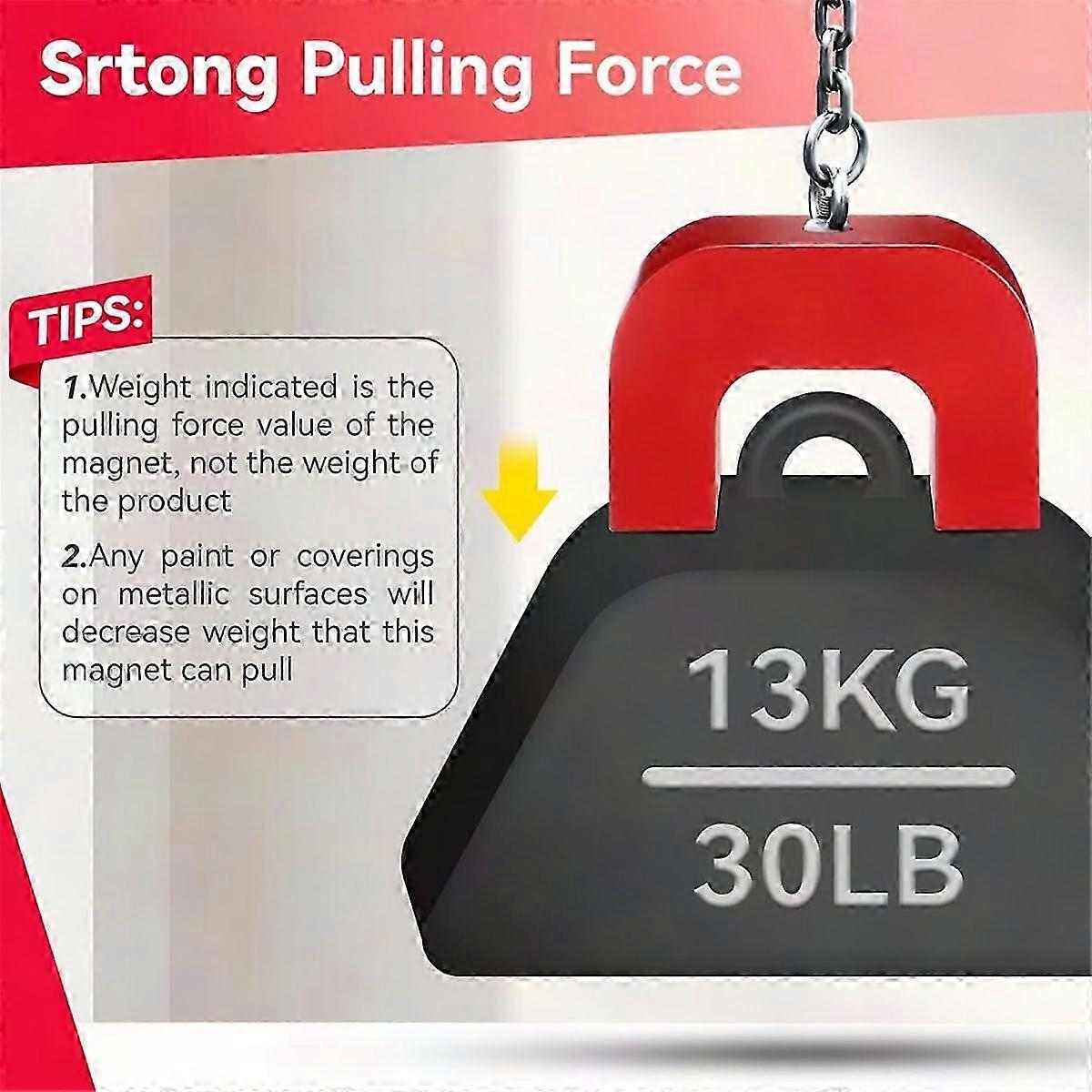 U-Shaped Magnet, 30 Lbs Pull, Red Rectangular Utility Magnet for Home, Office, DIY