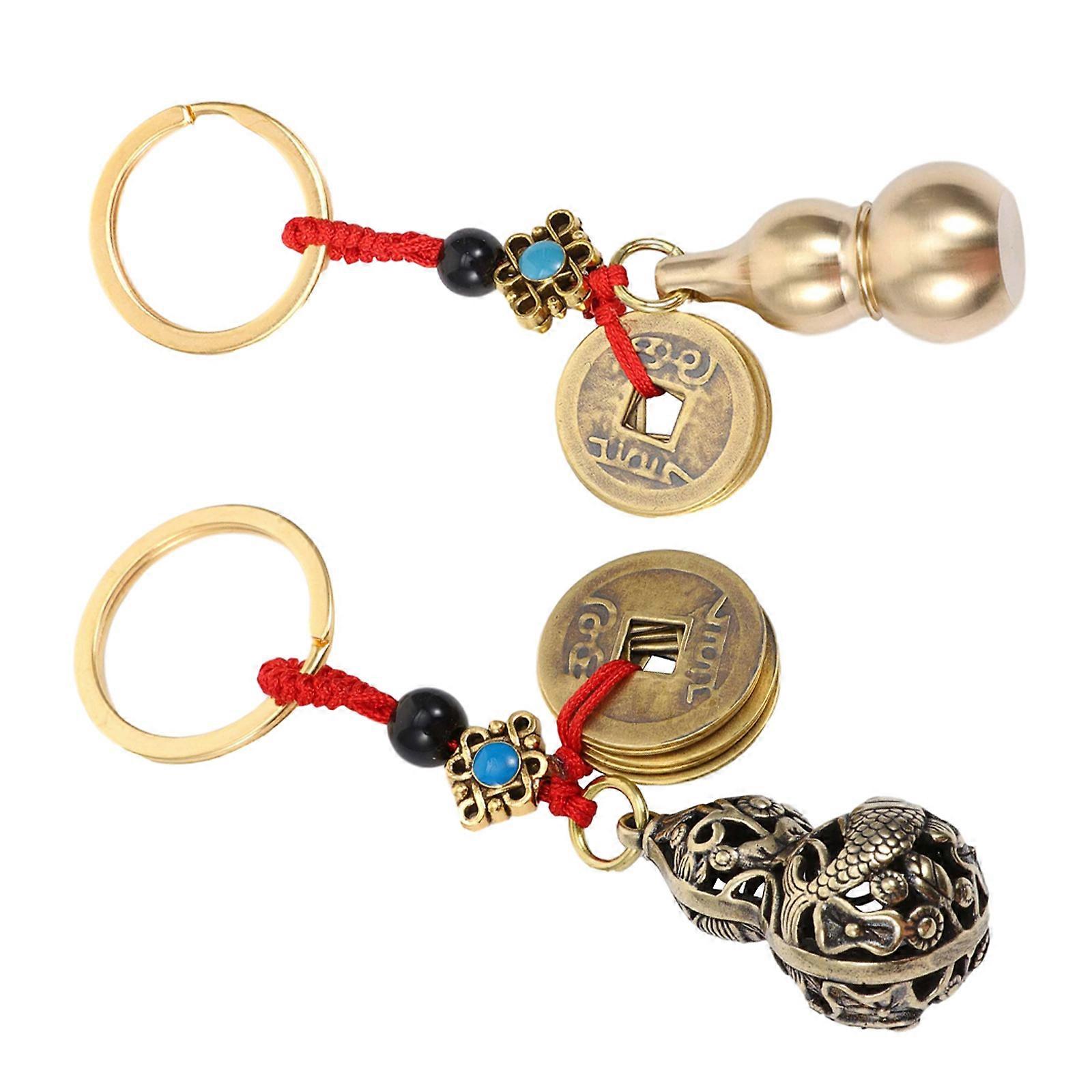 Metal Gourd Keychain for Decor 4Pcs Unique Creative Key Ring Pendant