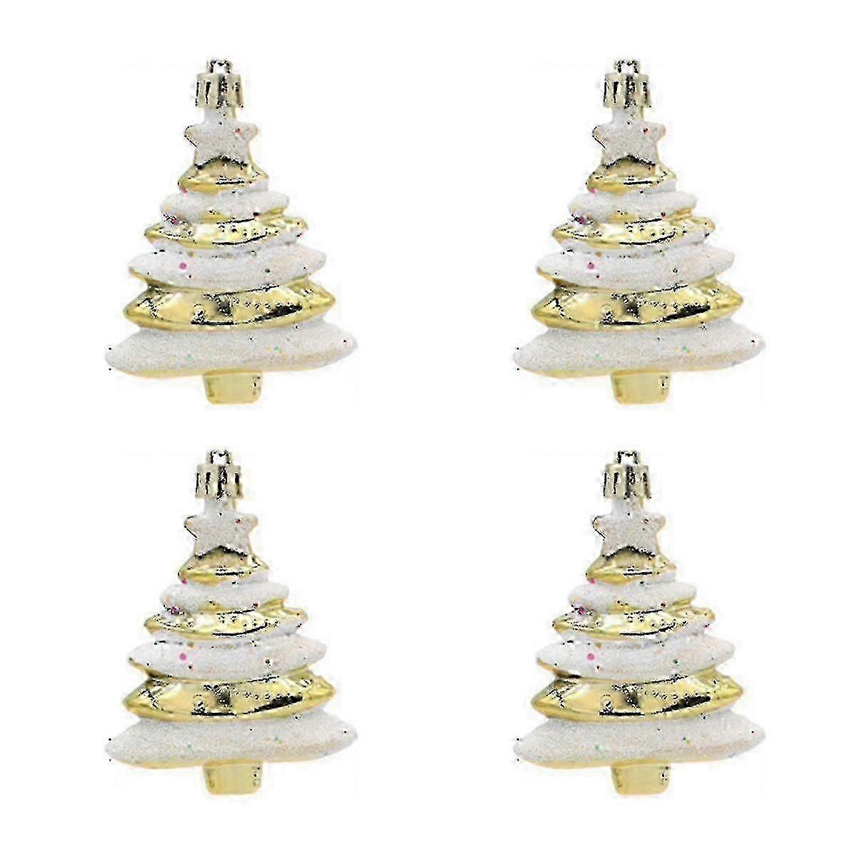 Gold Festive Tree Decorations 4 Pack