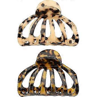 Hair Claw Clips 2pc Bohemian Tortoiseshell Leopard Acetate Metal Strong Hold Thick Thin Hair Women