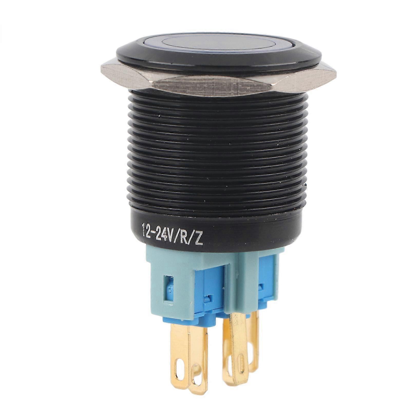 22mm 12V-24V Waterproof Selflocking Latching Push Button Switch Blue LED