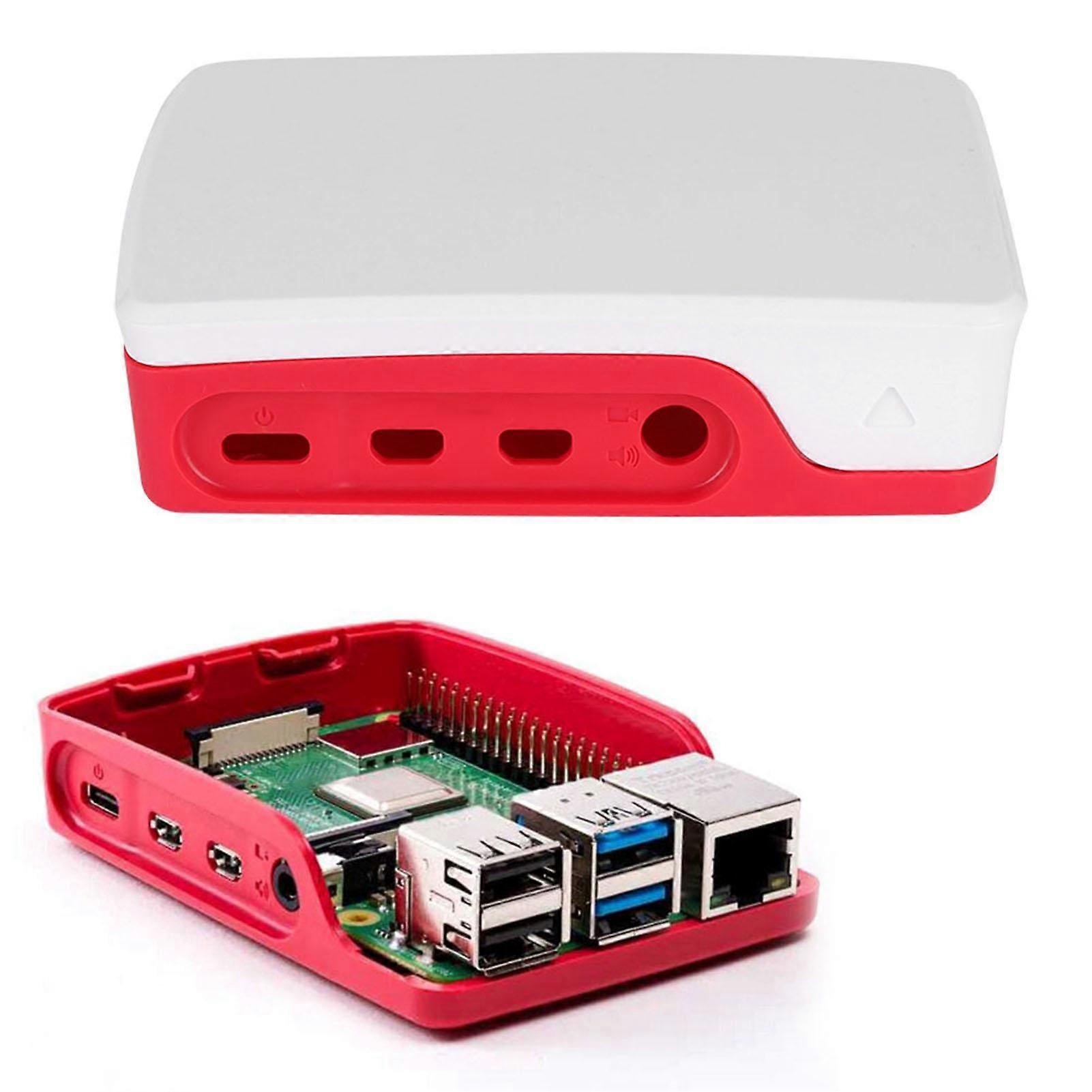 Classical Red and White Protective Case Enclosure Box Fits for Raspberry Pi 4B
