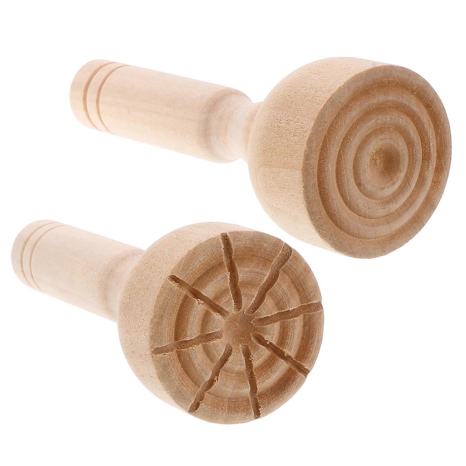 Wooden Handle Clay Pattern Kit for Modeling 2Pcs Stamps Set