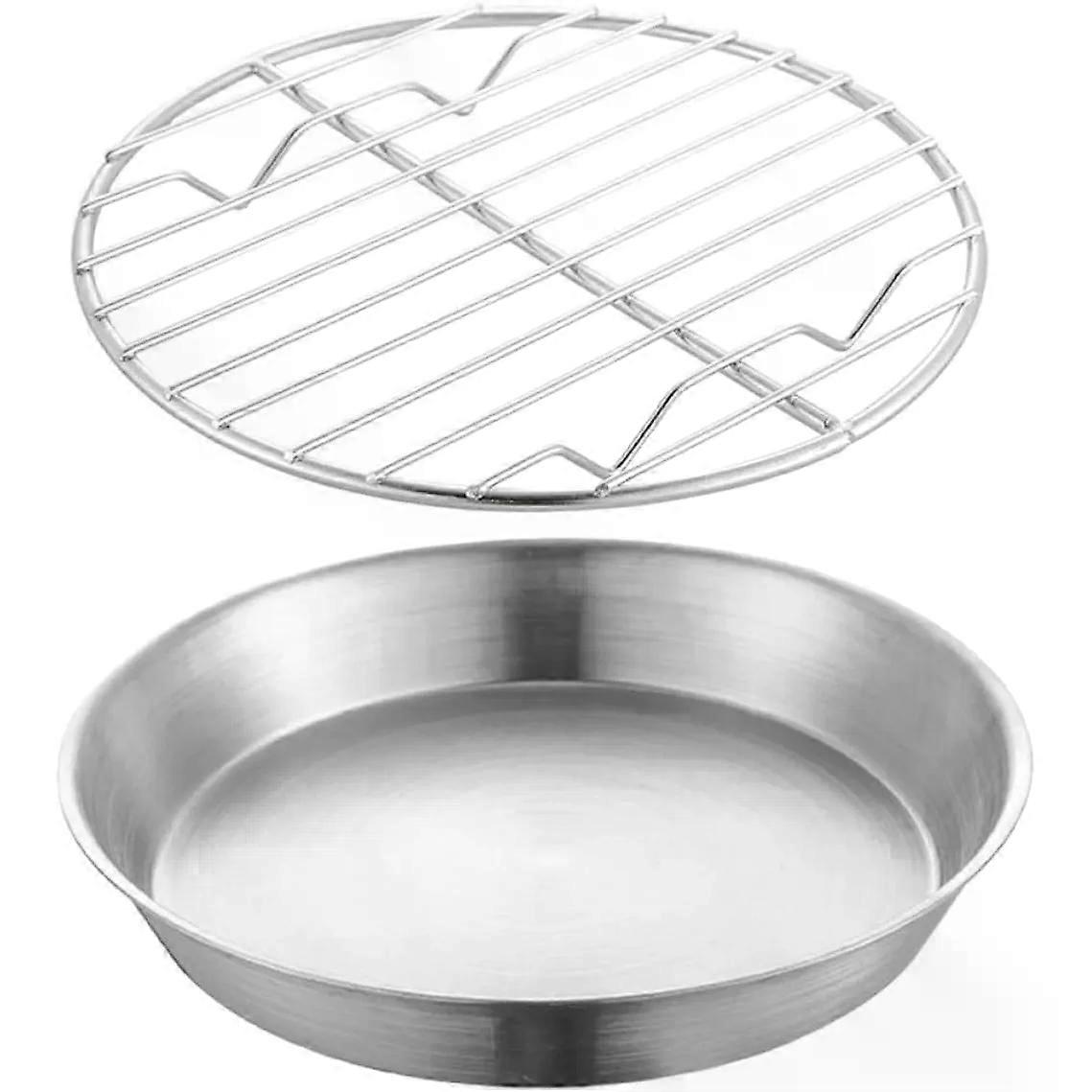 Steel Baking Tray with Rack Set, 1 Round Silver