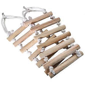 Wooden Reptile Ladder Hanging Bridge for Climbing Small Animals 30x10x2cm Beige with Cotton Rope Steps for Geckos Lizards Hamsters Birds