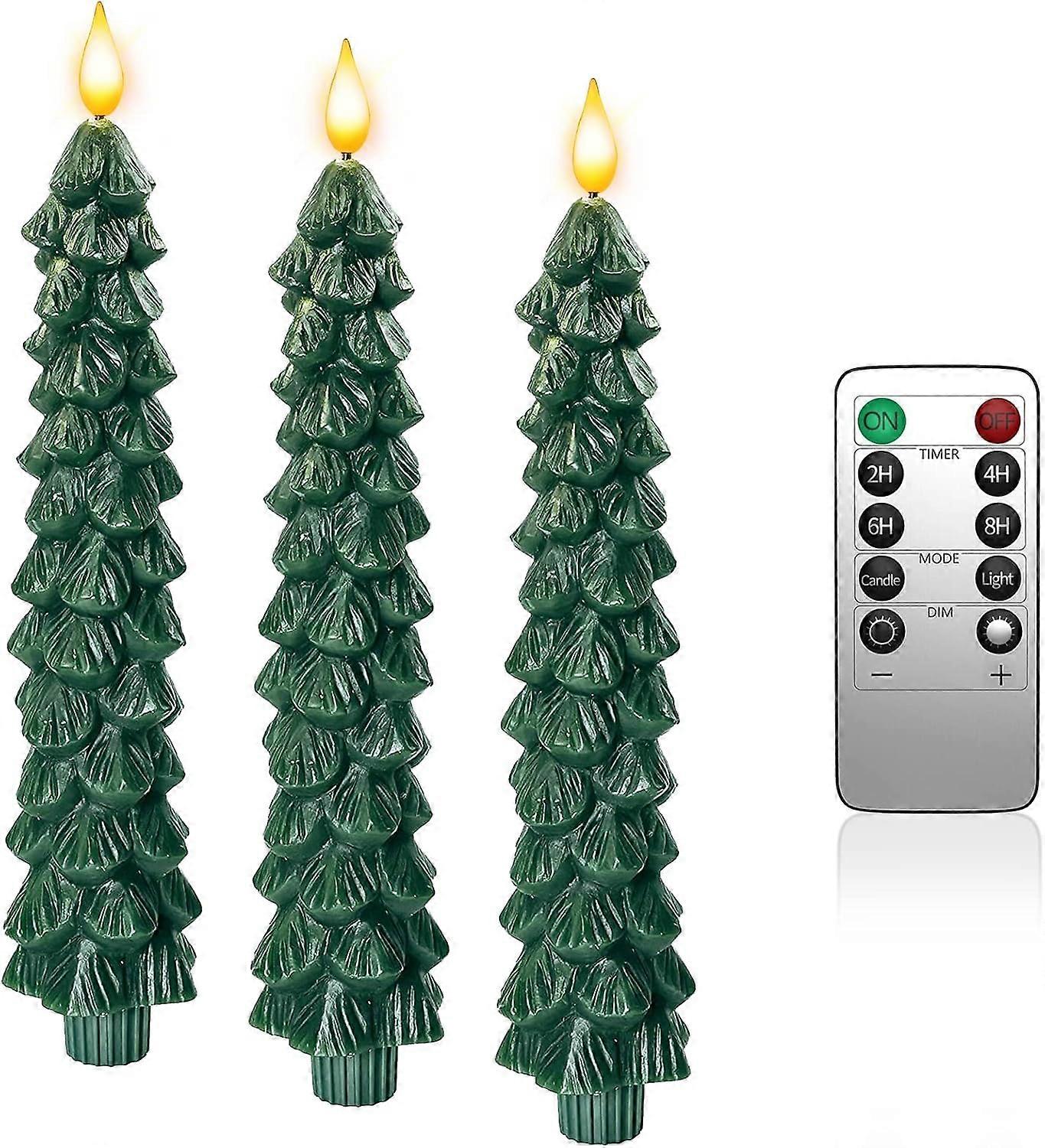 Set of 3 LED Christmas tree candles with timer function and remote con