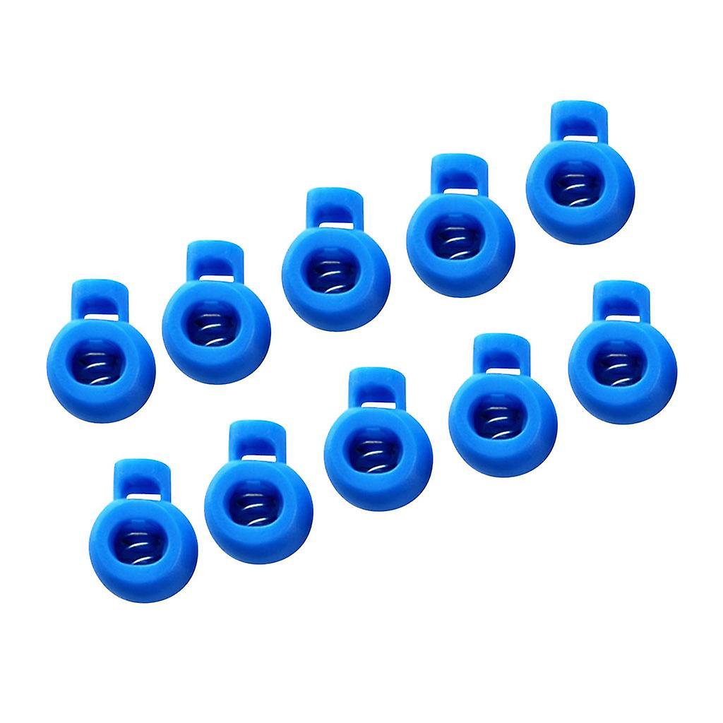 10 Pieces Plastic Shock Cord Rope Toggle End Lock Stoppers Ball Buckles Blue
