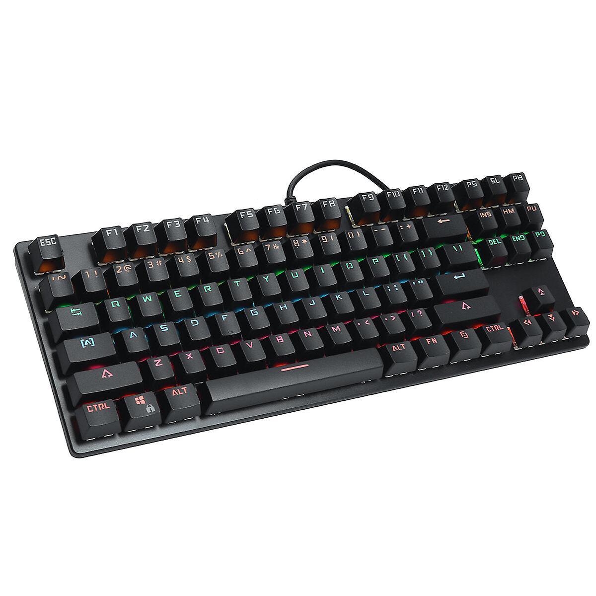 Wired Mechanical Keyboard 87 Keys Hot Swappable Blue Switch Suspended Keycaps Rgb Backlit Gaming Keyboard With Supplement Blue Switches Keycap Puller