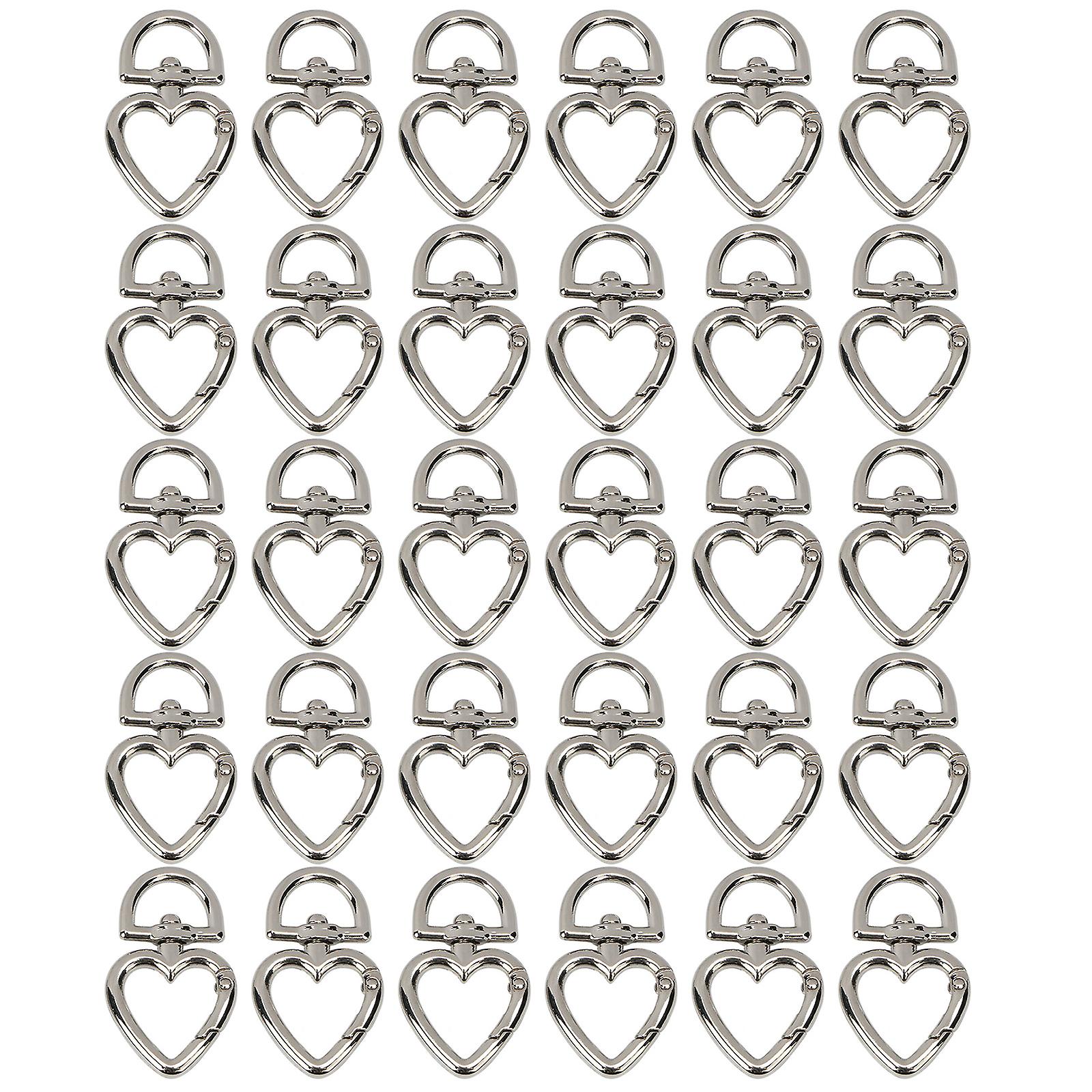 30 Pcs Heart Swivel Buckles Trigger Spring Keyring Buckle Clasps Hooks Durable