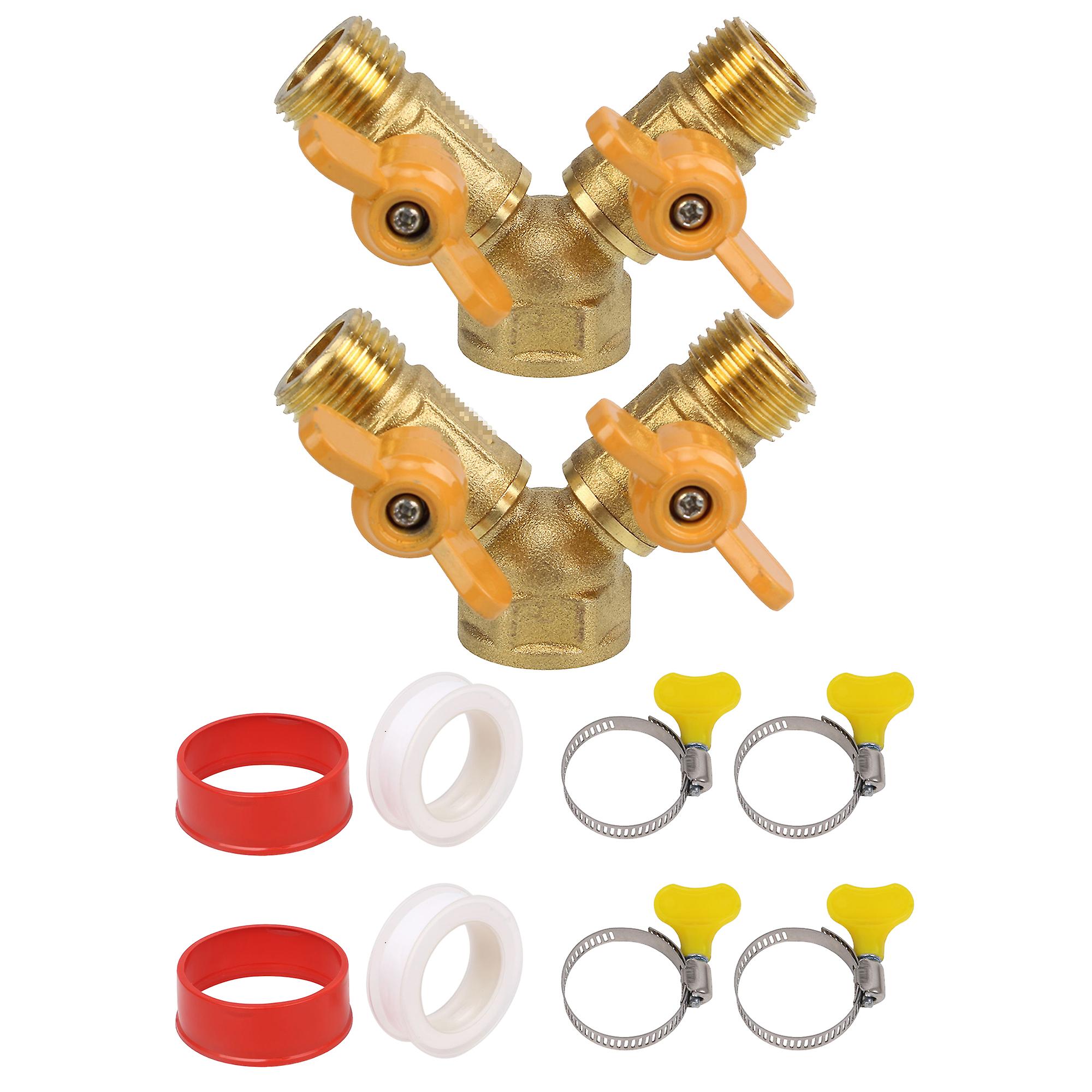 2 Pcs 2 Switch Hose Barb Valve Brass Y Shaped 1/2InchBSP with Sealing Tape