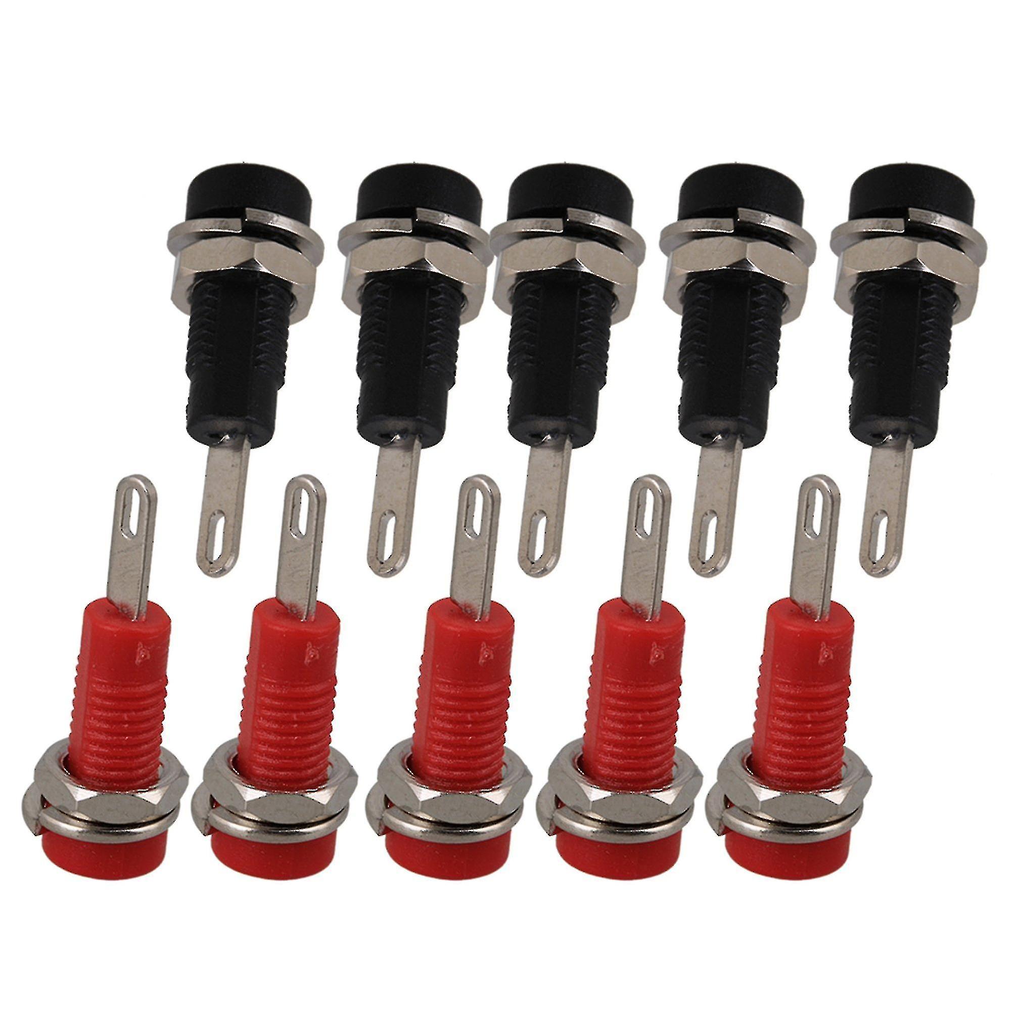 10pcs Binding Post Banana Jack Socket 2mm Panneau Mount Test Probe Noir + Rouge