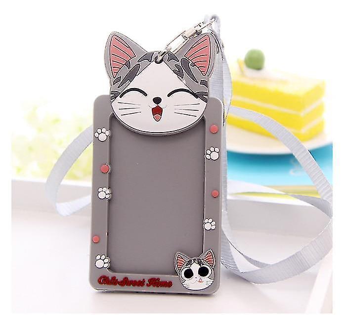 Gray High Quality Cute Cartoon Silicone Id Credit Card Key Holder