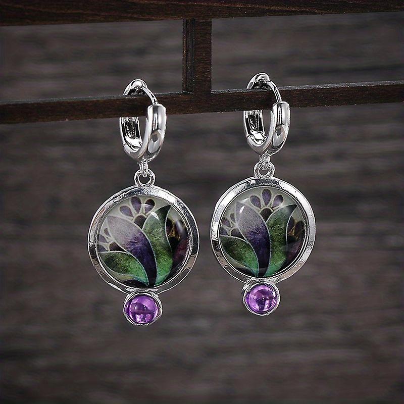 ゴージャスな女性のジェムストーンターコイズ&ジルコン象眼細工のスタッドピアス - スタイリッシュなアクセサリー!