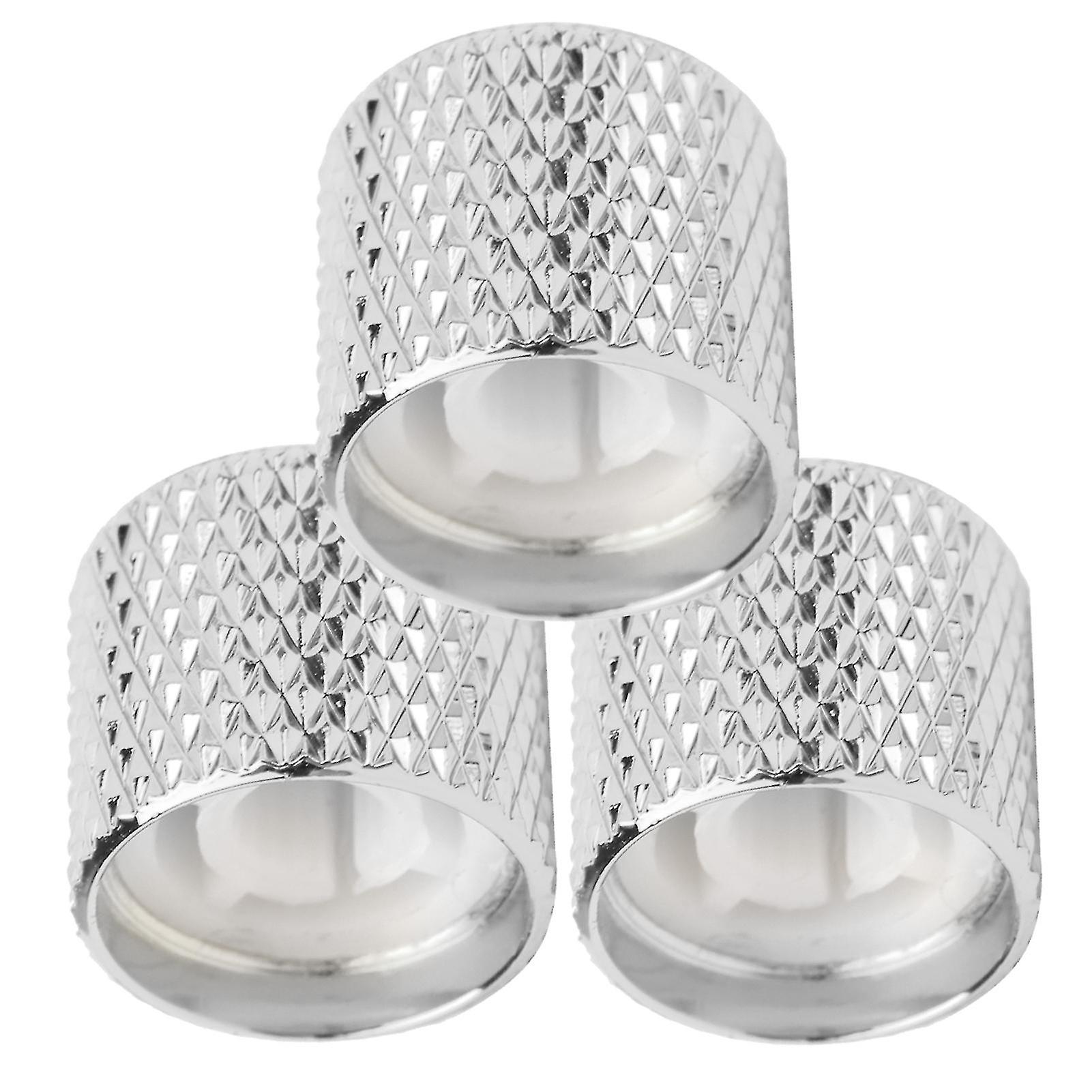 3pcs Electric Guitar Bass Volume Control Knobs Metal Switch Knob Replacement AccessorySilver 