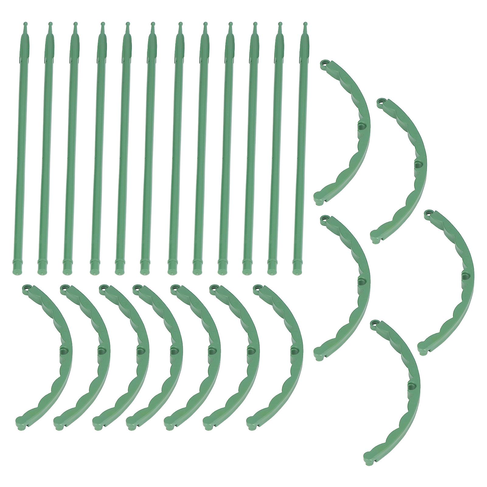 12 Sets Plant Support Stakes with Half Round Support Ring Plastic Garden Tool for Flower Pot Vegetable