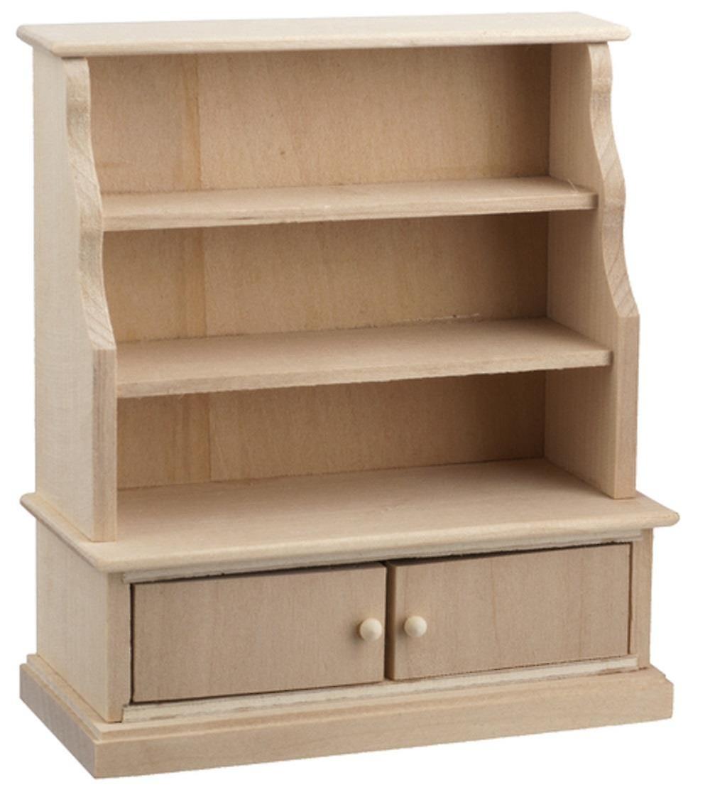 Dolls House Unfinished Shelf Unit Display Stand Bare Wood Shop Store Furniture