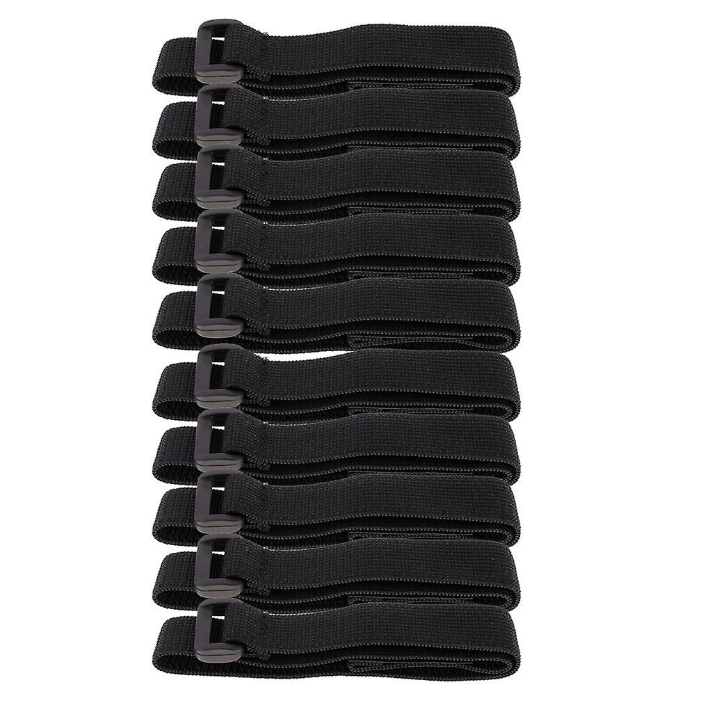 10pcs Black Self Adhesive Cable Ties with Wire Cord Strap Reusable Hook Loop