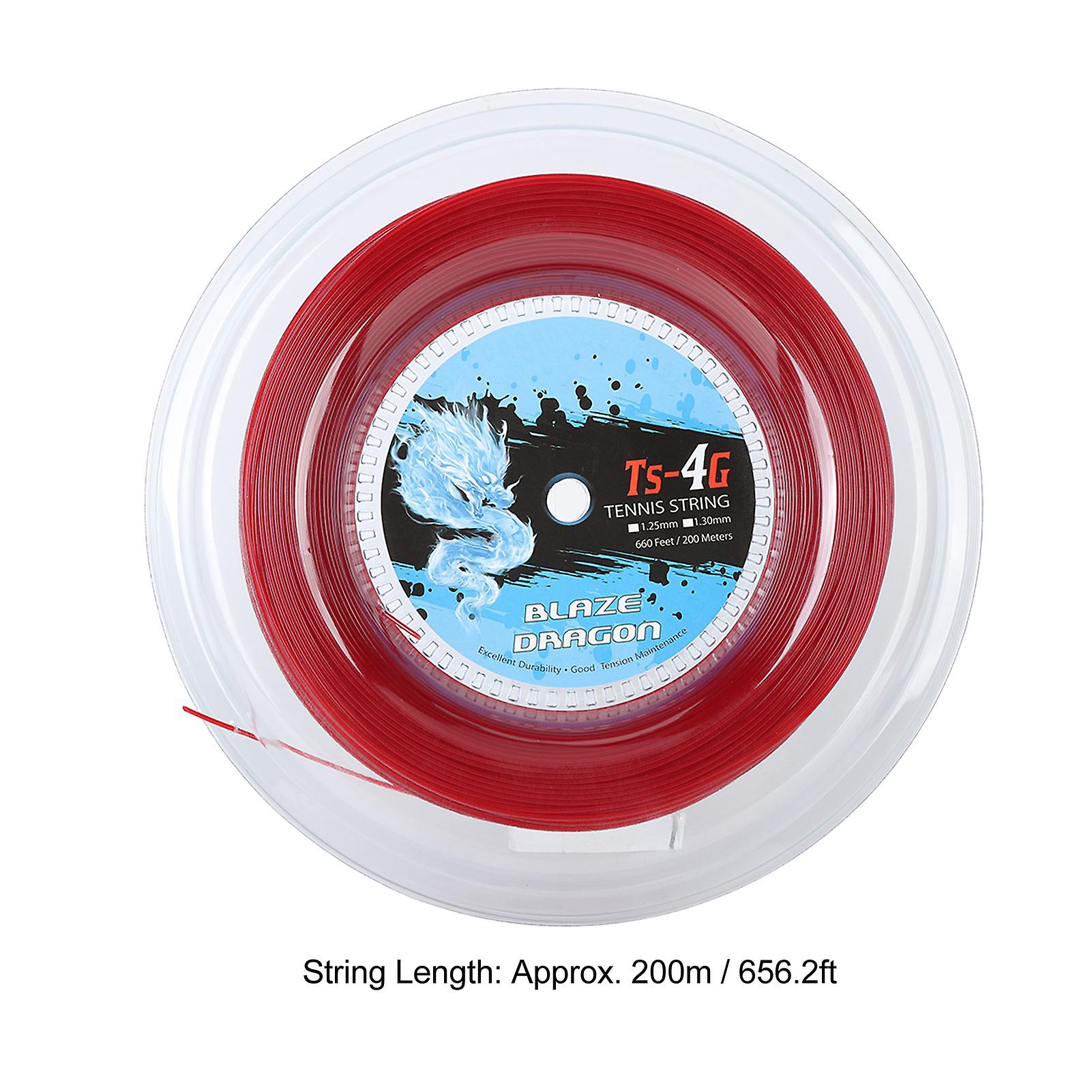 TS 4G 200m Polyester Tennis String Reel for Gym, Outdoor, Red, 1.25mm