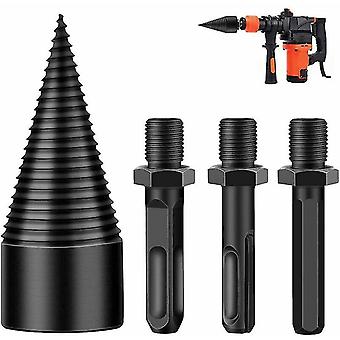 Wood Splitter, Log Splitter Cones, Multifunctional Screws, Wood Logs Splitting Cone Drill Bits Drilling Tools Accessories, With 3 Handles, 42mm