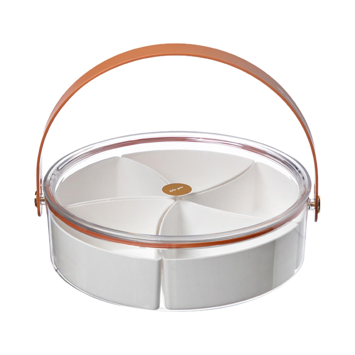 Fruit Plate Compartment with Transparent Lid Grip Handle Large Capacity Snack Storage Container