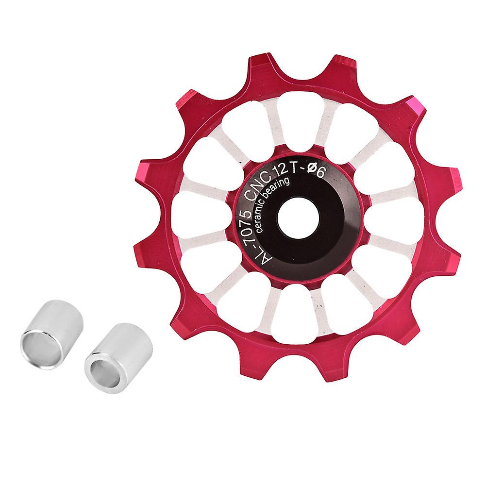 Qukaim Guide Wheel Ceramic Bearing Aluminum Alloy Bicycle Rear Derailleur Pulley Guide Wheel, Red
