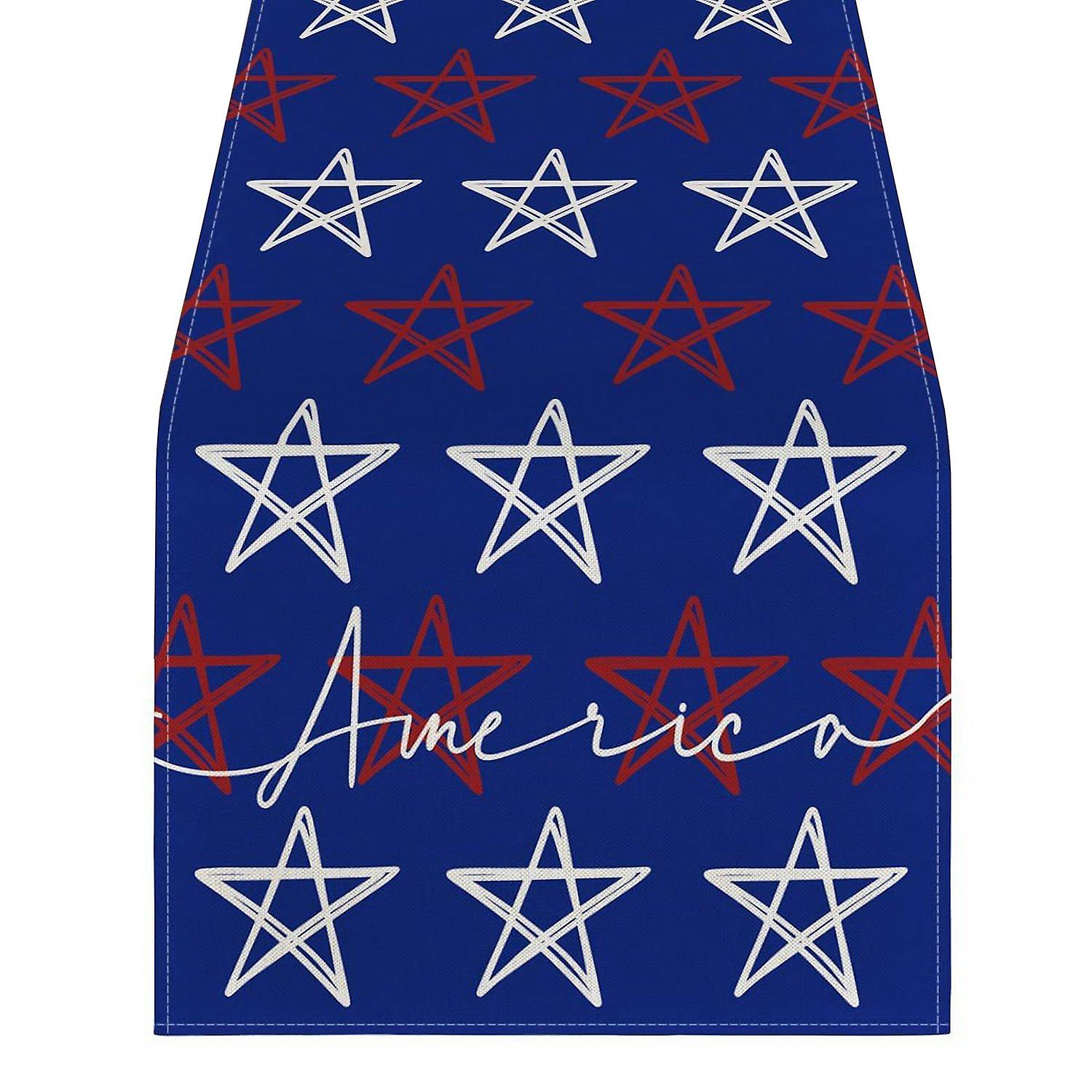 Table Runner Exquisite Pattern Scratch-proof Delicate Texture Non-Slip Decorative Independence Day T
