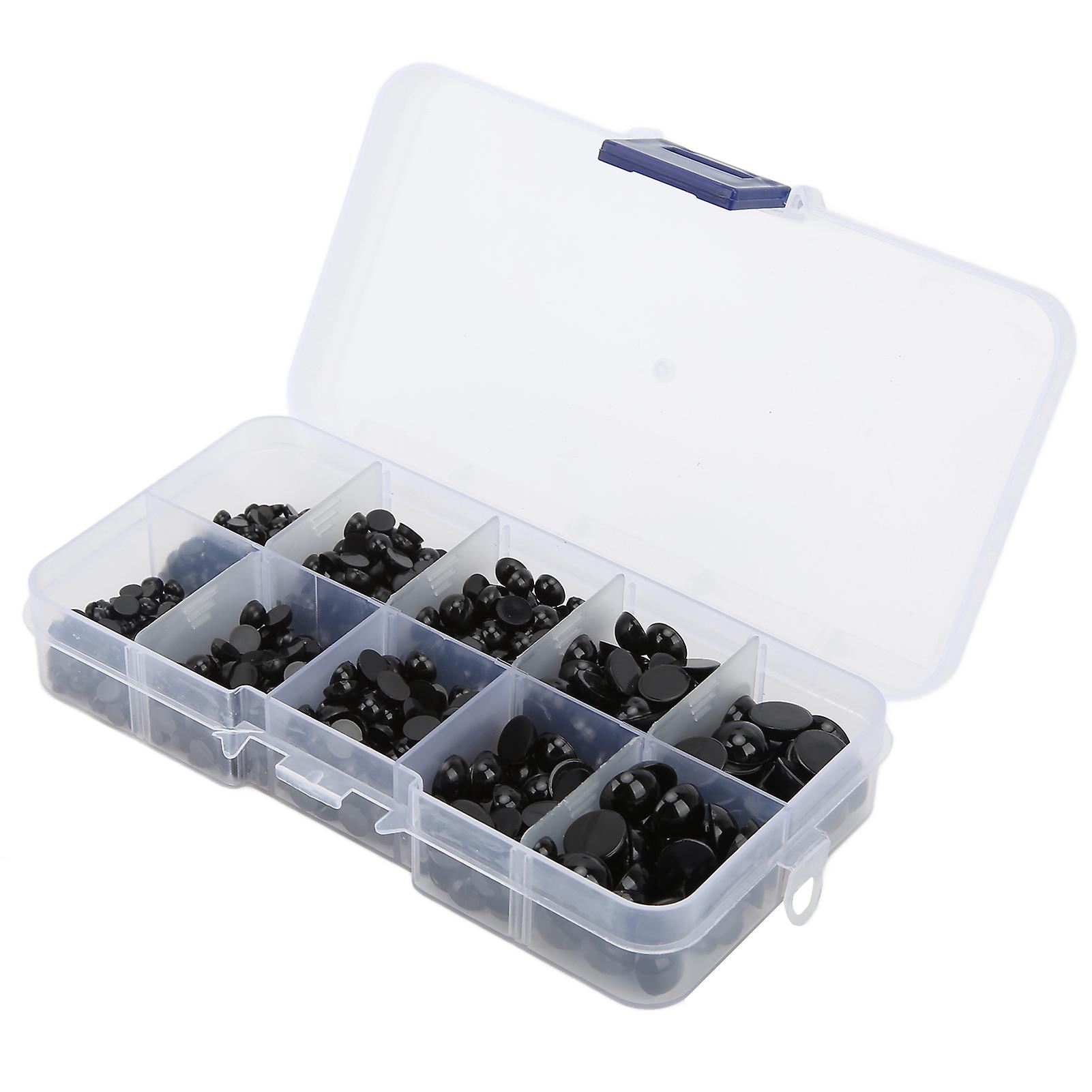 760PCS Black Round Resin Doll Eyes Multi Sizes 4-10mm Set