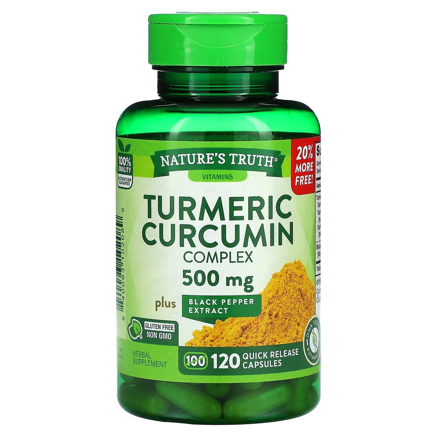 Nature's Truth, Turmeric Curcumin Complex Plus Black Pepper Extract, 500 mg, 120 Quick Release Capsu