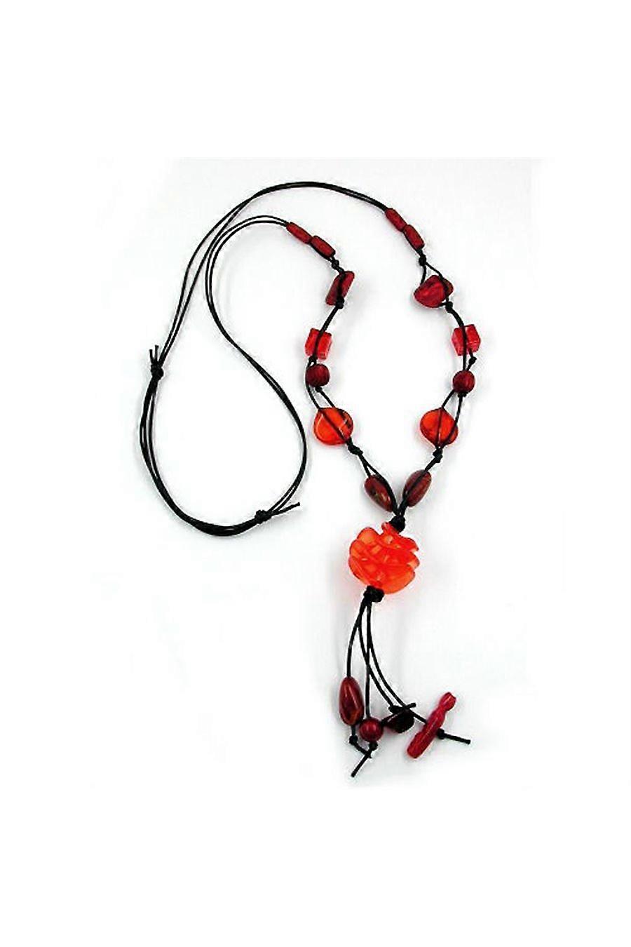 Necklace Spiral Bead Matte Red 100cm - Gl04550