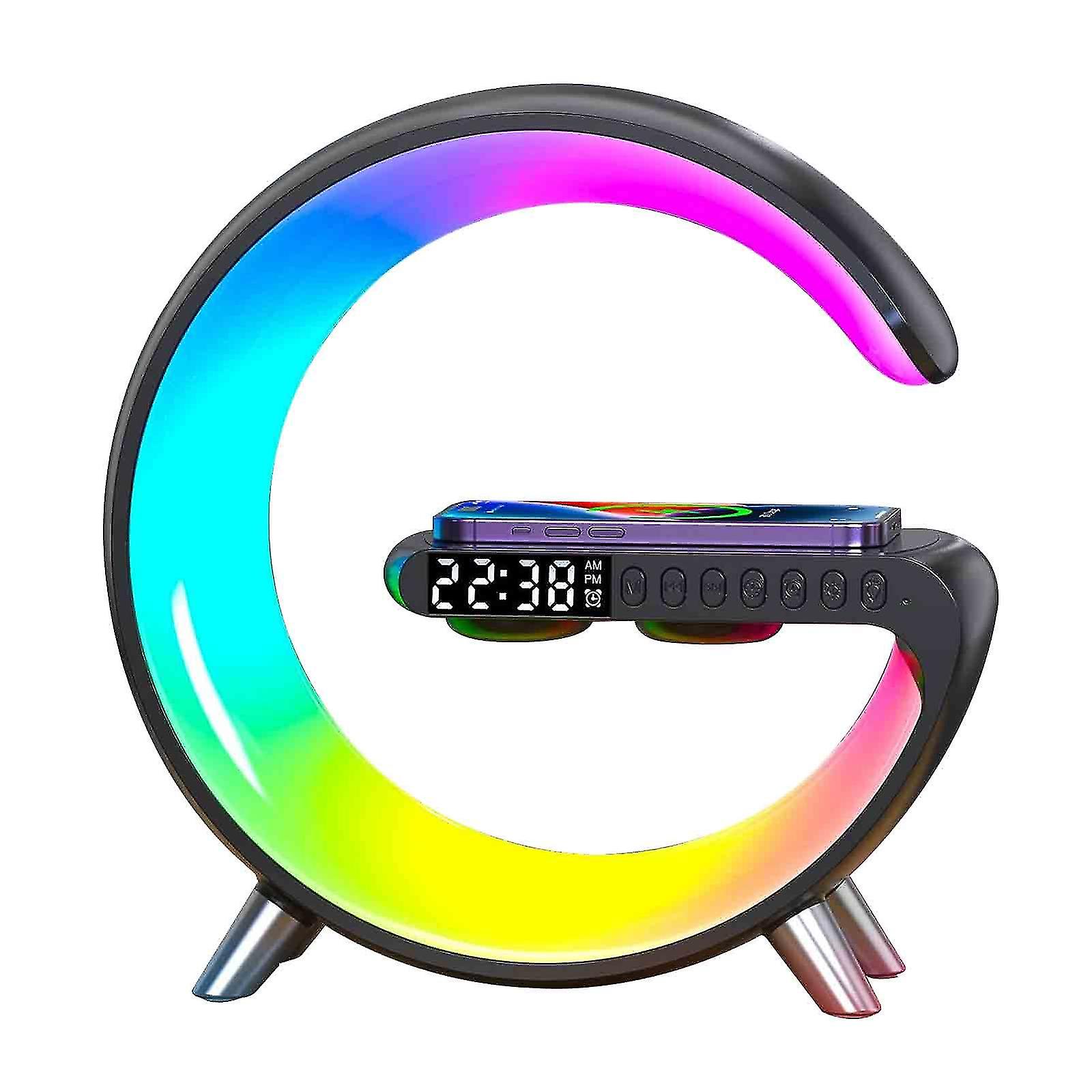 Night Light Bluetooth Speaker Led Wireless Charging Timer Alarm Clock Lamp-SDR