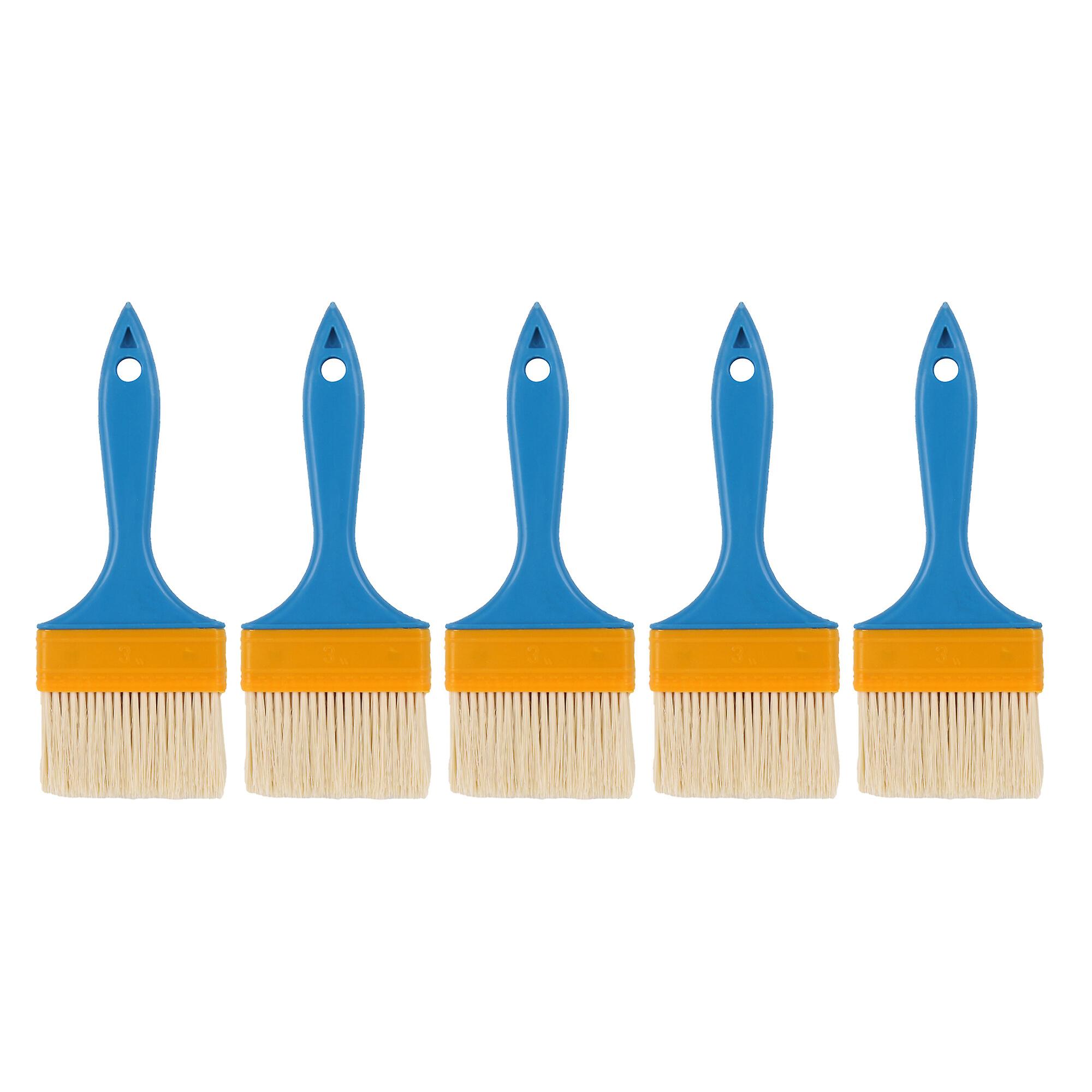 5 Pcs Painting Brush for Window Frames with Blue Plastic Handle 3 Inch