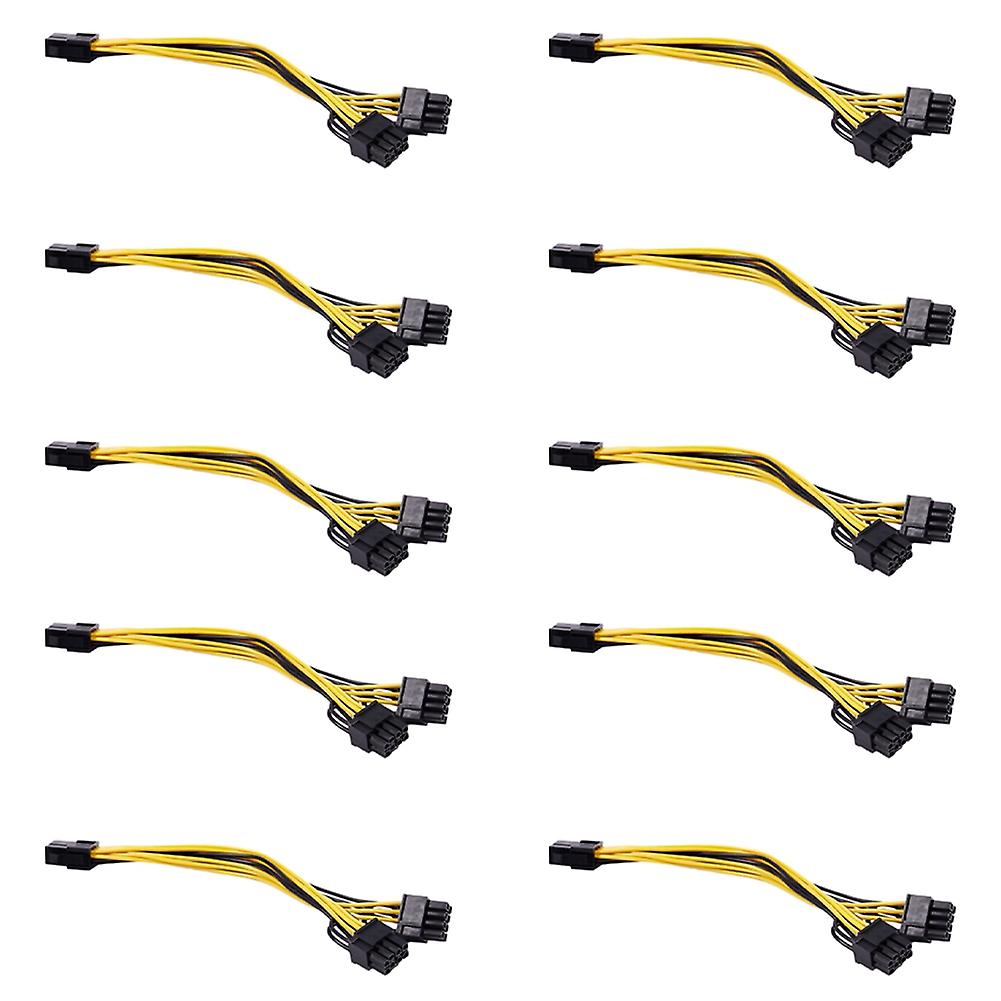 10 Pcs 6-Pin Pci-E to 2Xpcie 8 (6+2)-Pin 20cm Computer Graphics Power Supply Extension Cable for GP