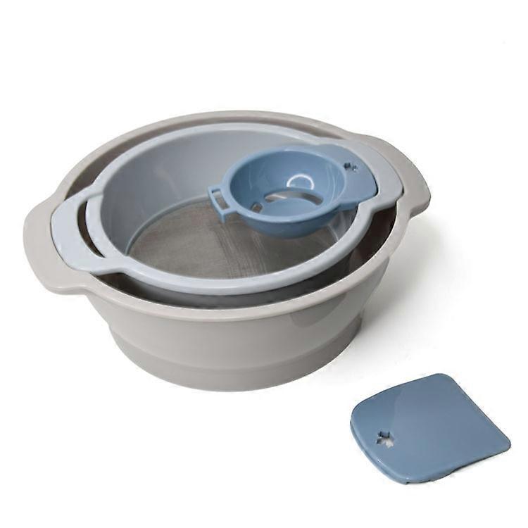 Flour Sieve Mixing Bowl Set Stackable Fine Mesh Strainer With Dough Scraper Egg White Separator
