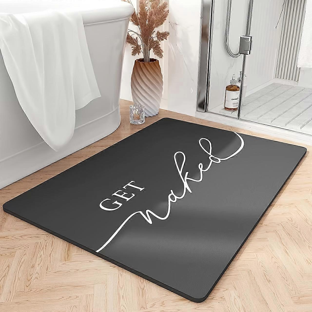 Soft Bathroom Foot Mat - Stylish Simplistic Letter Print, Ultra-Absorbent, Non-Slip, Quick-Drying, Comfortable - Elegant Bathroom Decorative Carpet, E