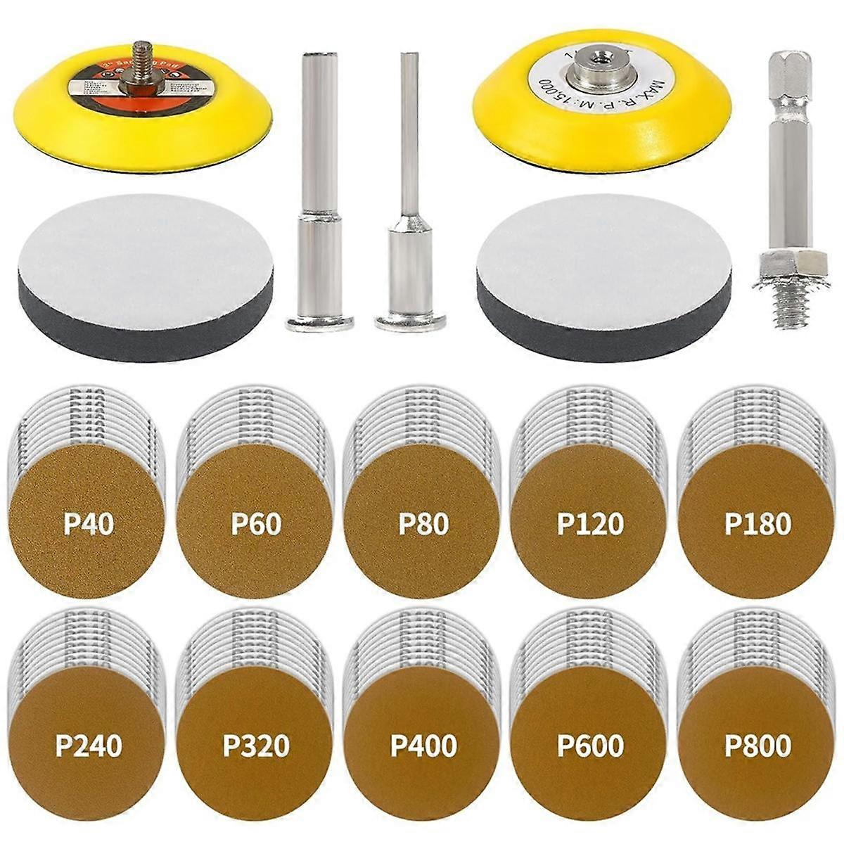 3 Inch Gold Sanding Discs, Hook and Loop Sandpaper Sander for Drill Sanding Attachment, Polishing Kit for Automotive